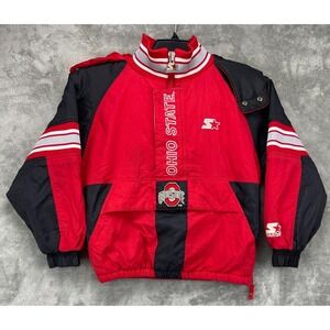VTG Starter 1/2 Zip Ohio State Buckeyes Hooded Pullover Jacket Size‎ Small Red